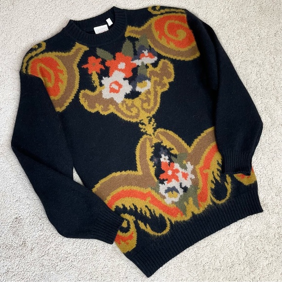 Vintage Mondi Wool Angora Blend Floral Filigree Design Crewneck Sweater - Picture 5 of 15
